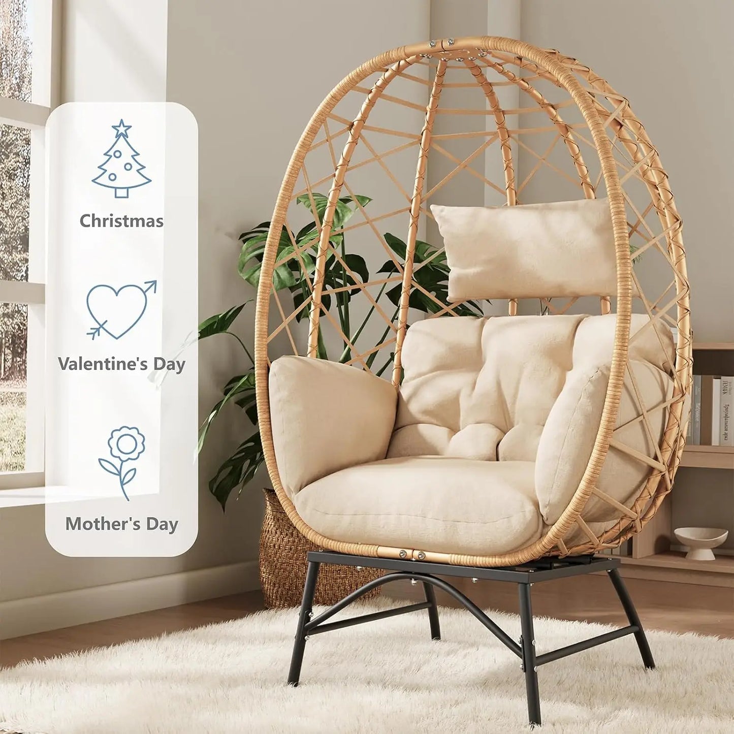 Oversized Wicker Egg Chair For Outdoor Lounge Patio