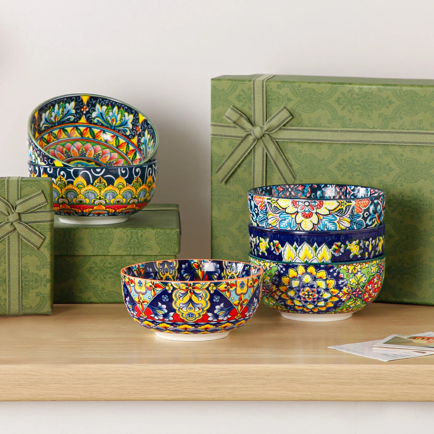 Malacasa Floral Bohemian Ceramic Porcelain Cereal Bowls Set