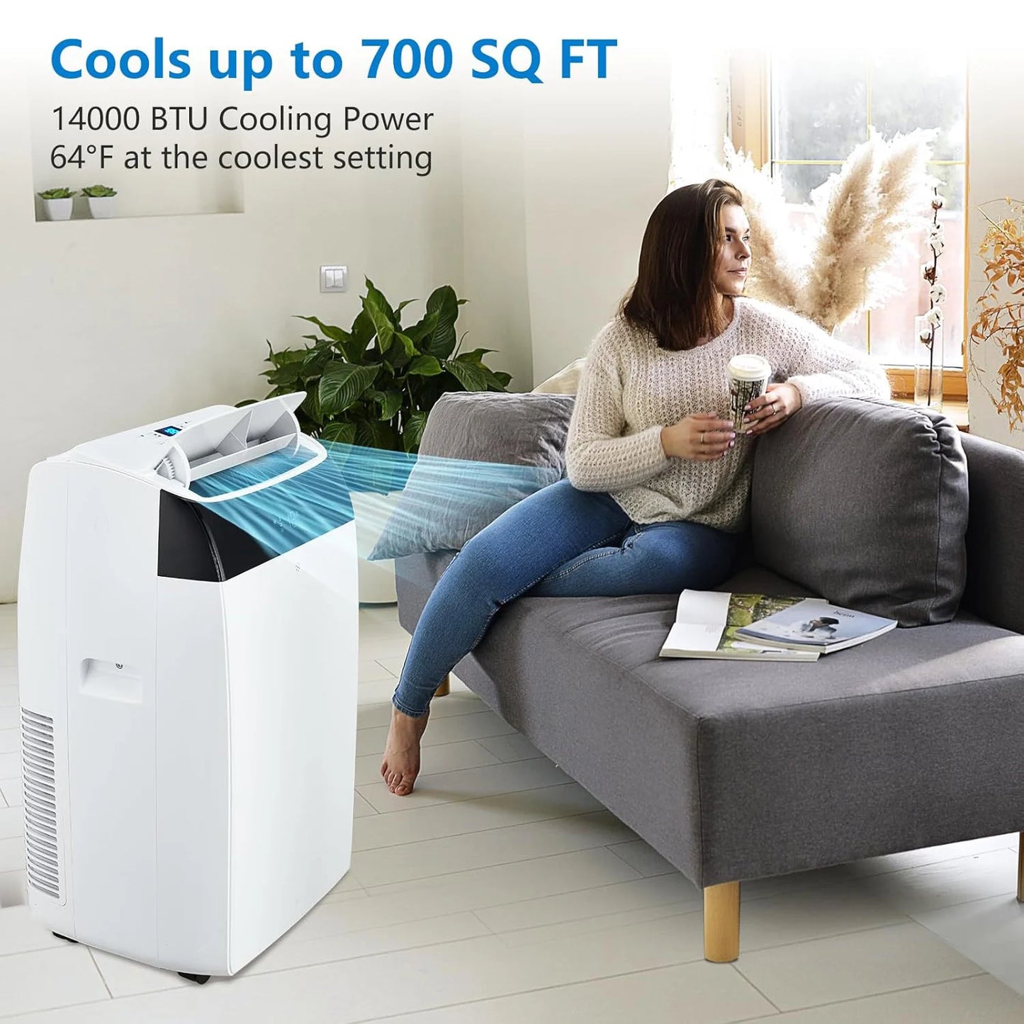 Adoolla 14000 BTU Portable Air Conditioner 3 In 1 Dehumidifier With Remote