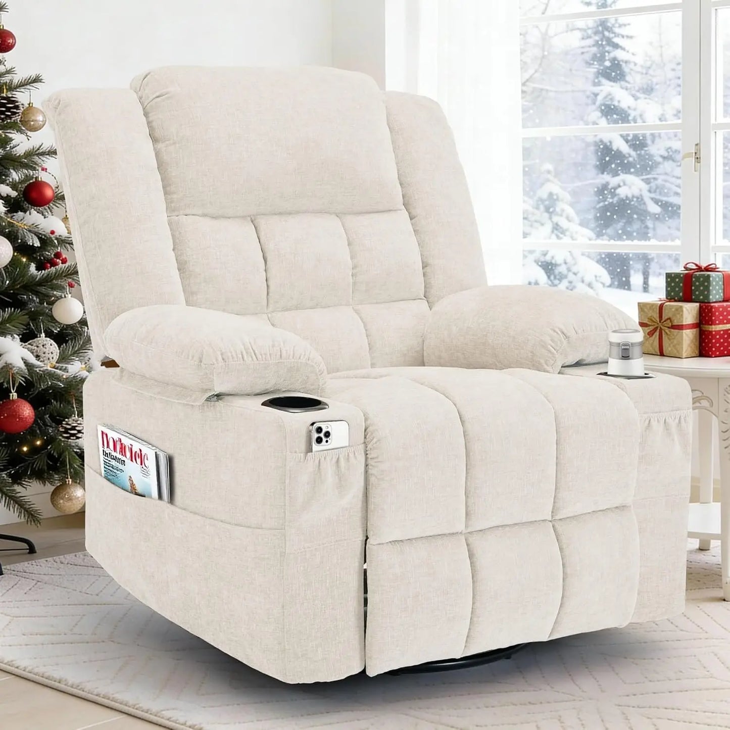 360 Degree Swivel Rocker Recliner For Adults With Massage