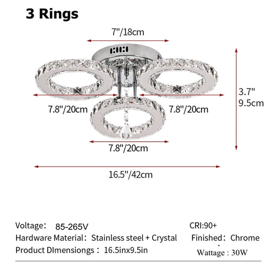 GreeLustr LED Crystal Ring Pendant Light Ceiling Lamp