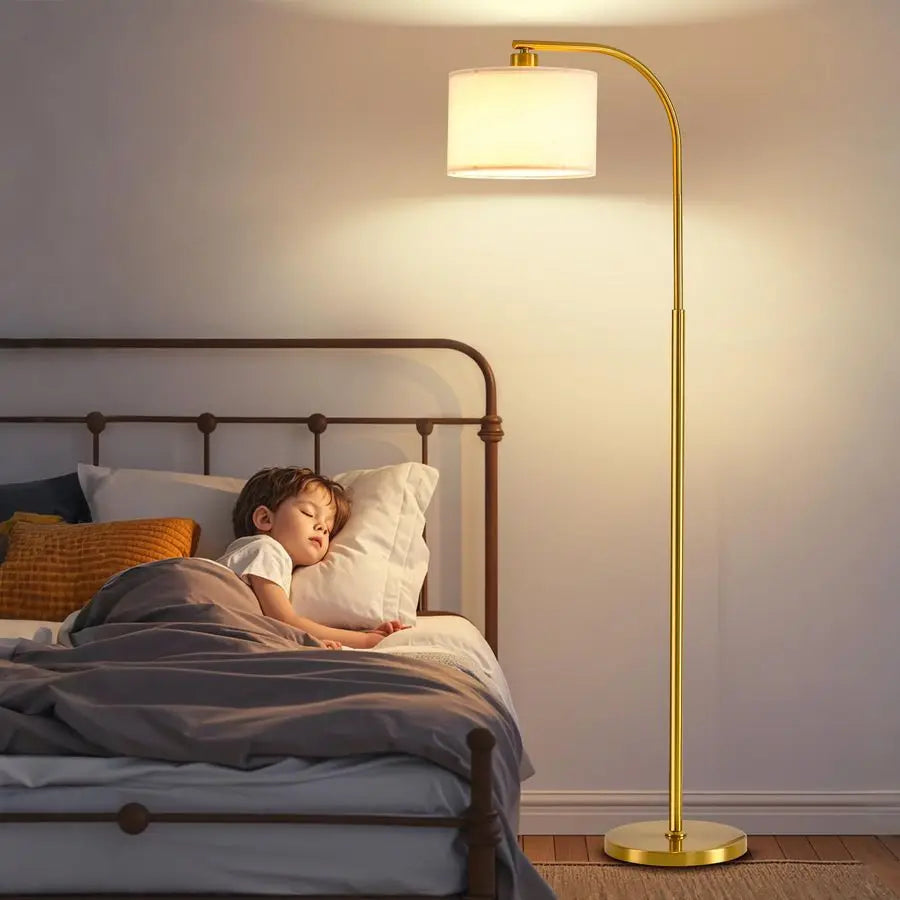 Modern Floor Lamp With Fabric Shade And 9W LED Bulb