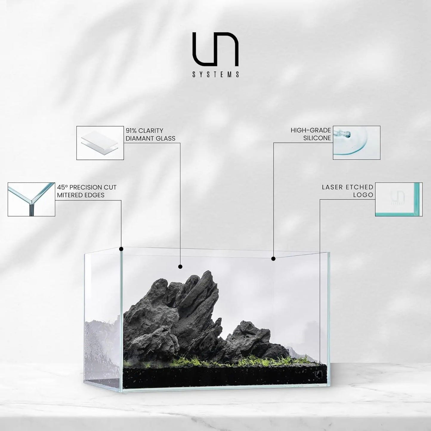 Clear Low Iron Rimless Glass Aquarium With Leveling Mat Included