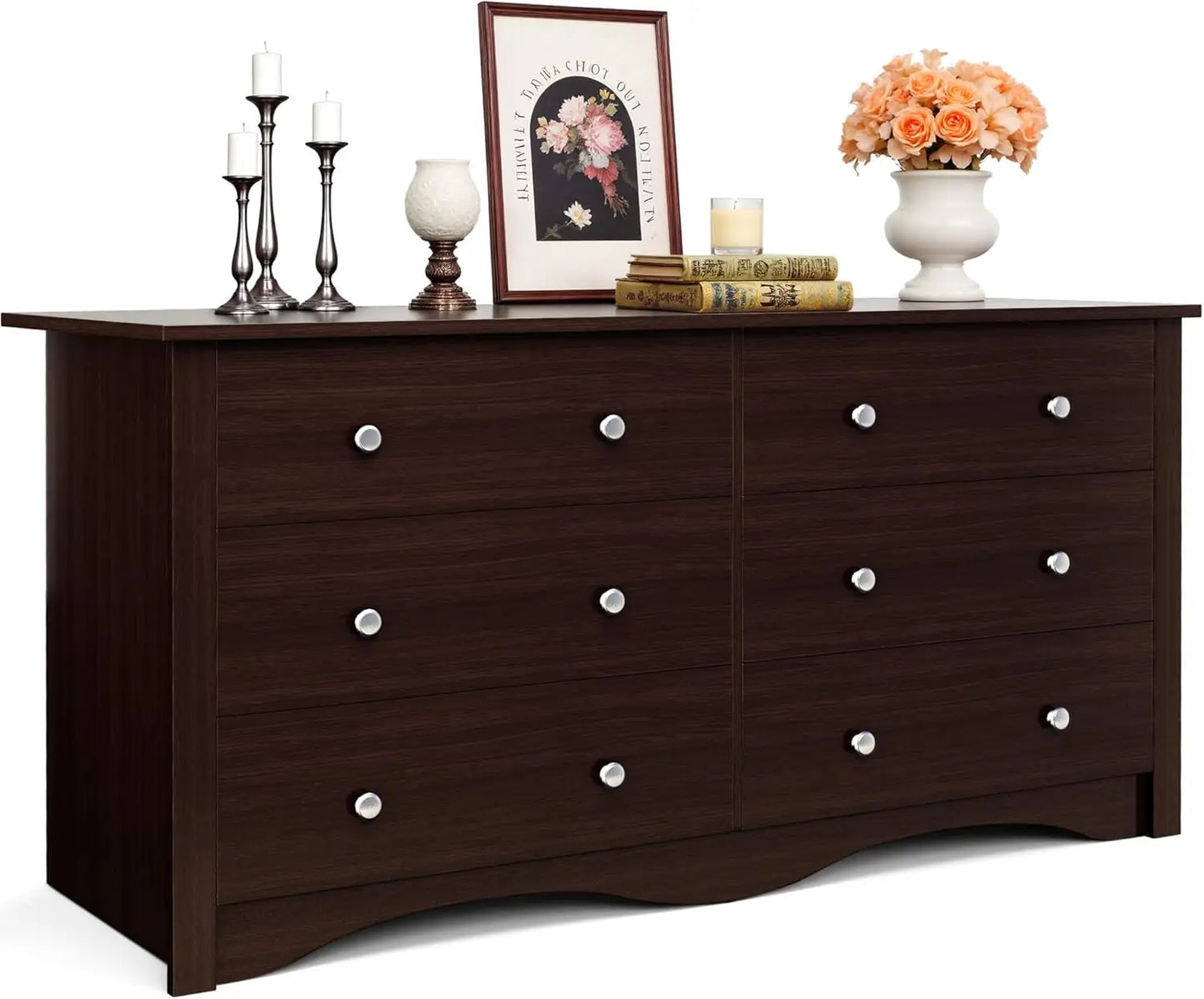 Six Drawer Dresser For Bedroom With Modern Design Storage