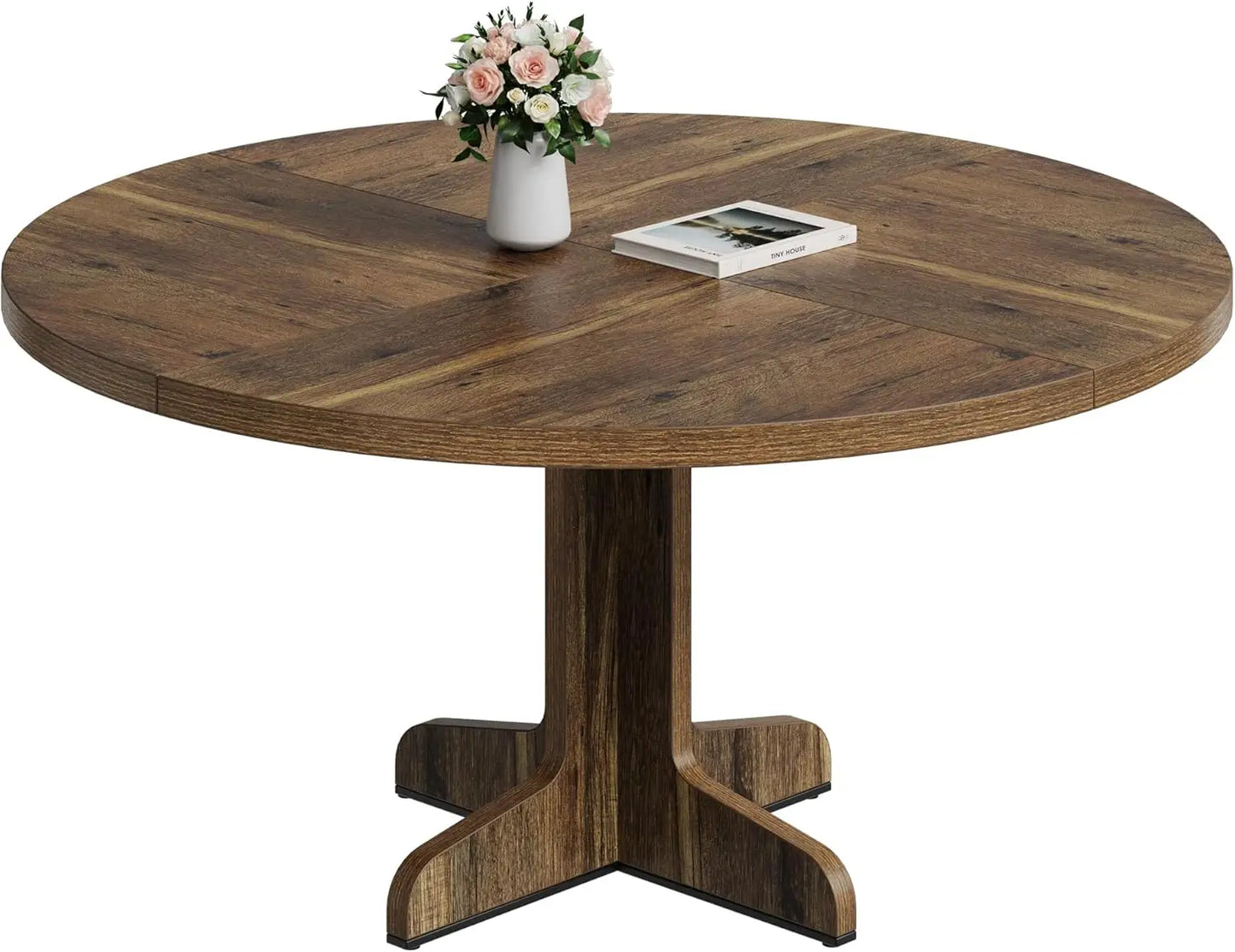 Studyset Round Dining Table For 4 Farmhouse Wood Top