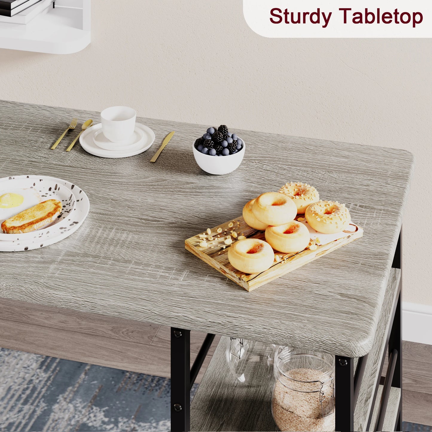 HobbyLane Dining Table Set With Shelves And Chairs