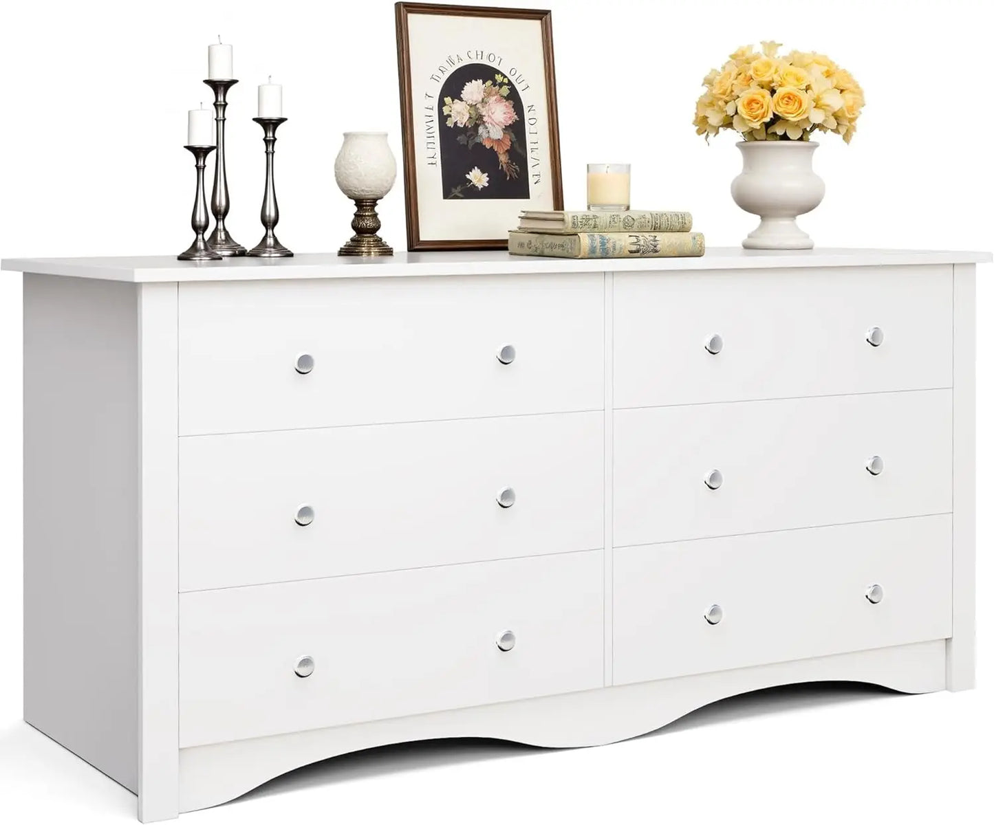 Six Drawer Dresser For Bedroom With Modern Design Storage