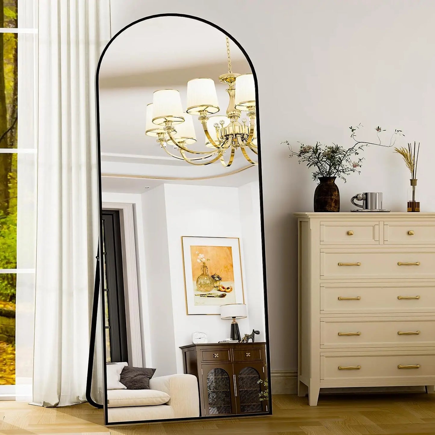 HARRITPURE Modern Mirror Aluminum Frame For Bedroom And Living Room