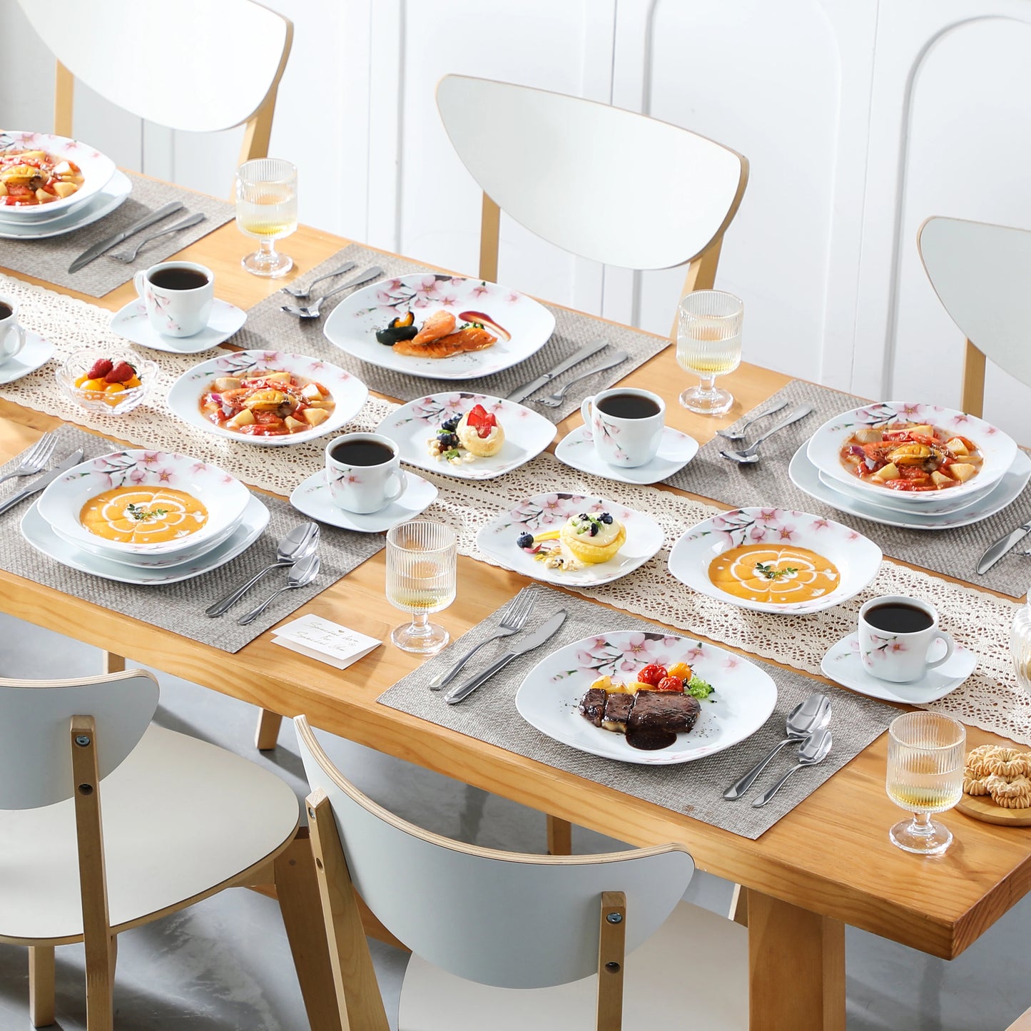 MALACASA Floral Porcelain Dinnerware Set Service For 6
