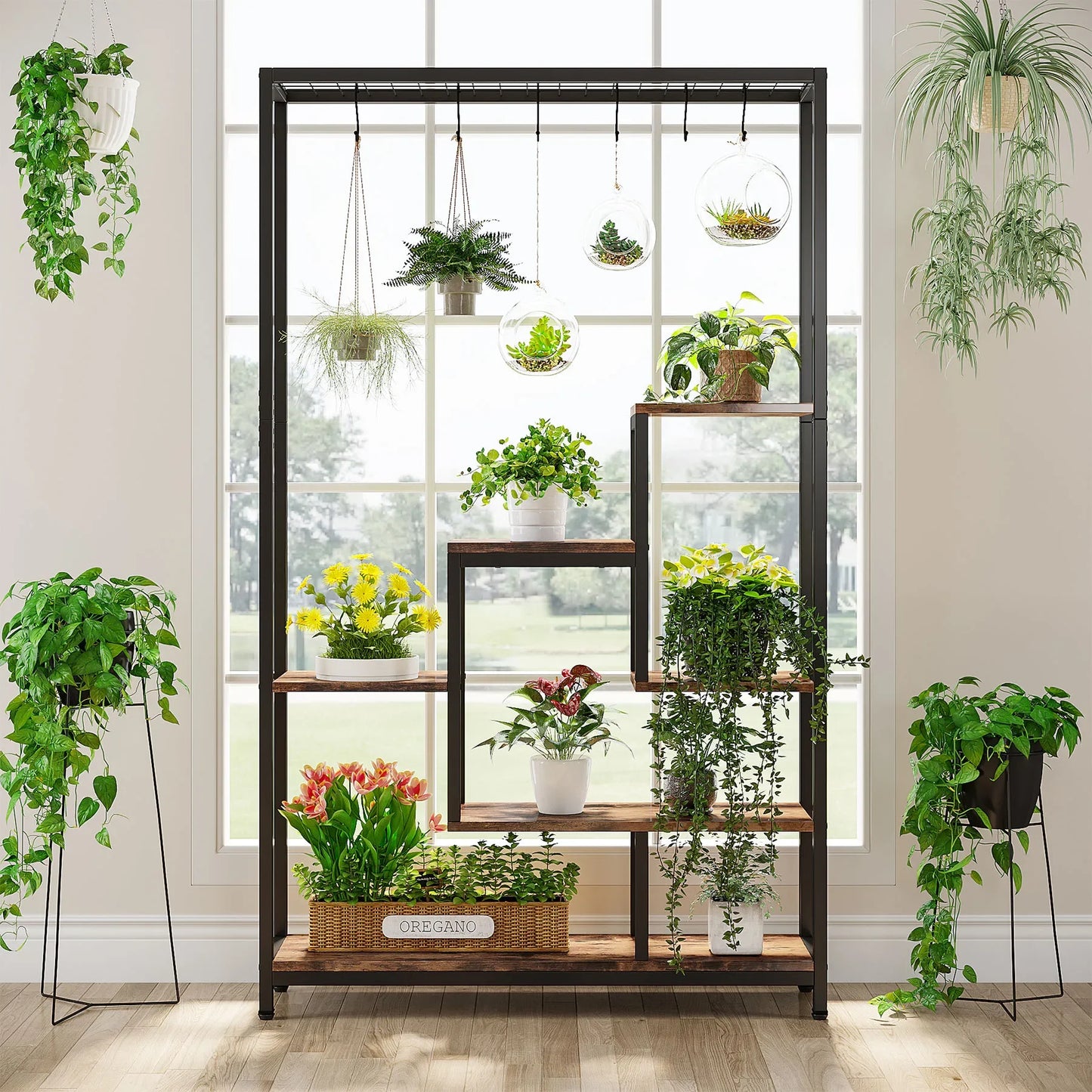 Tribesigns 5 Tier Indoor Plant Stand With Hanging Hooks