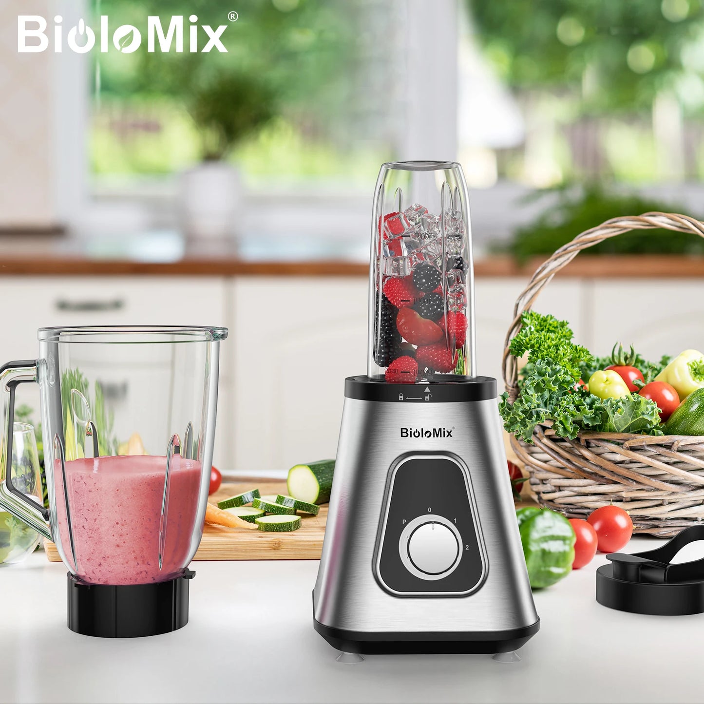 Biolomix 1300W Blender With 1.5L Glass Jar For Frozen Drinks