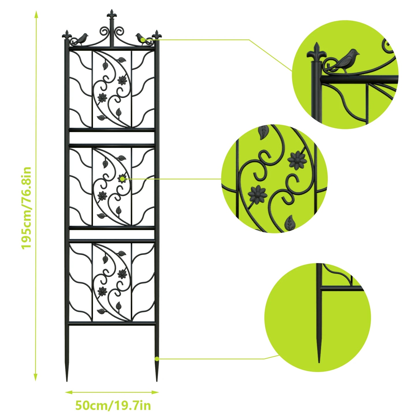 Metal Garden Trellis Panels Bird Leaf Grid Fence For Climbing Plants