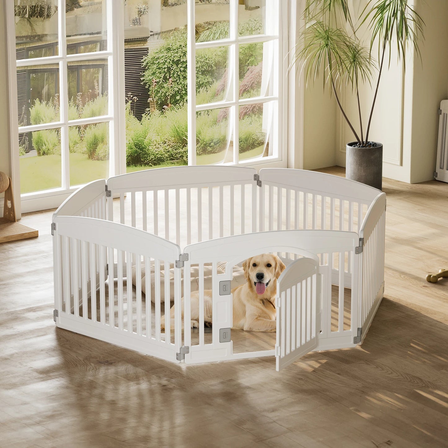 JHK Plastic Dog Playpen For Medium Dogs Indoor Outdoor Use