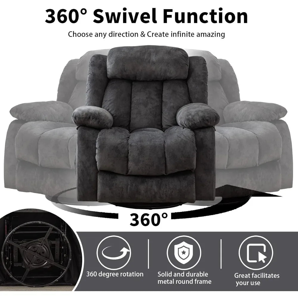 Massage Swivel Rocker Recliner Chair With Heat And Vibration