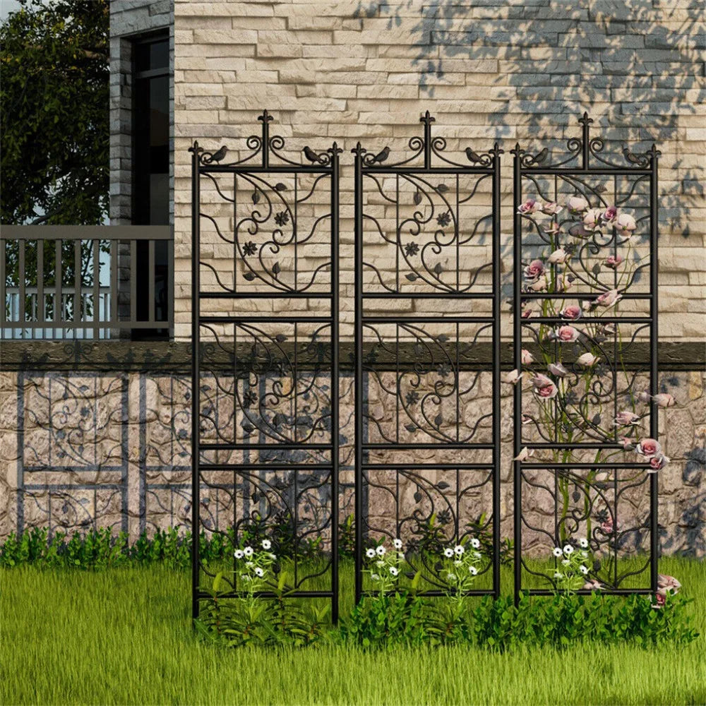 Durable Metal Garden Trellis Fence for Climbing Plants Lattice