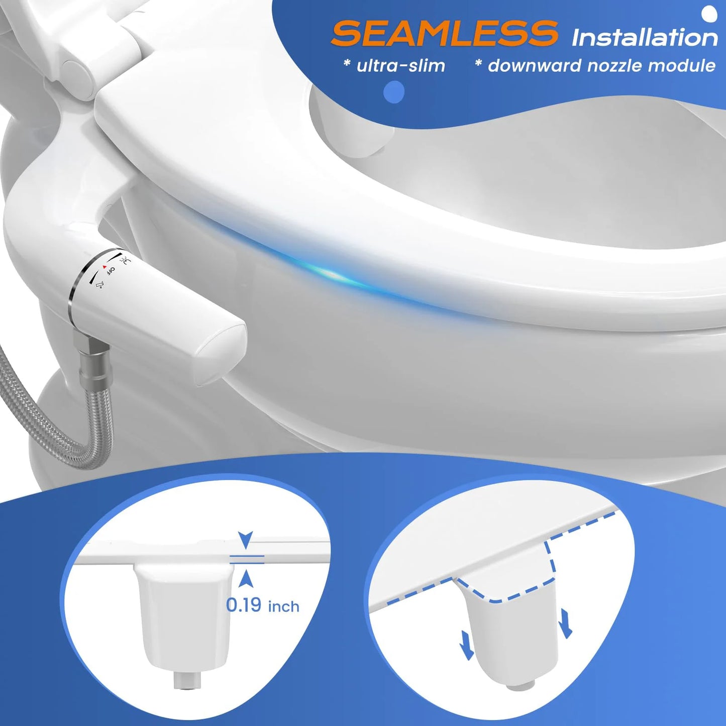 Ultra Slim Bidet Attachment With Dual Nozzle For Toilets