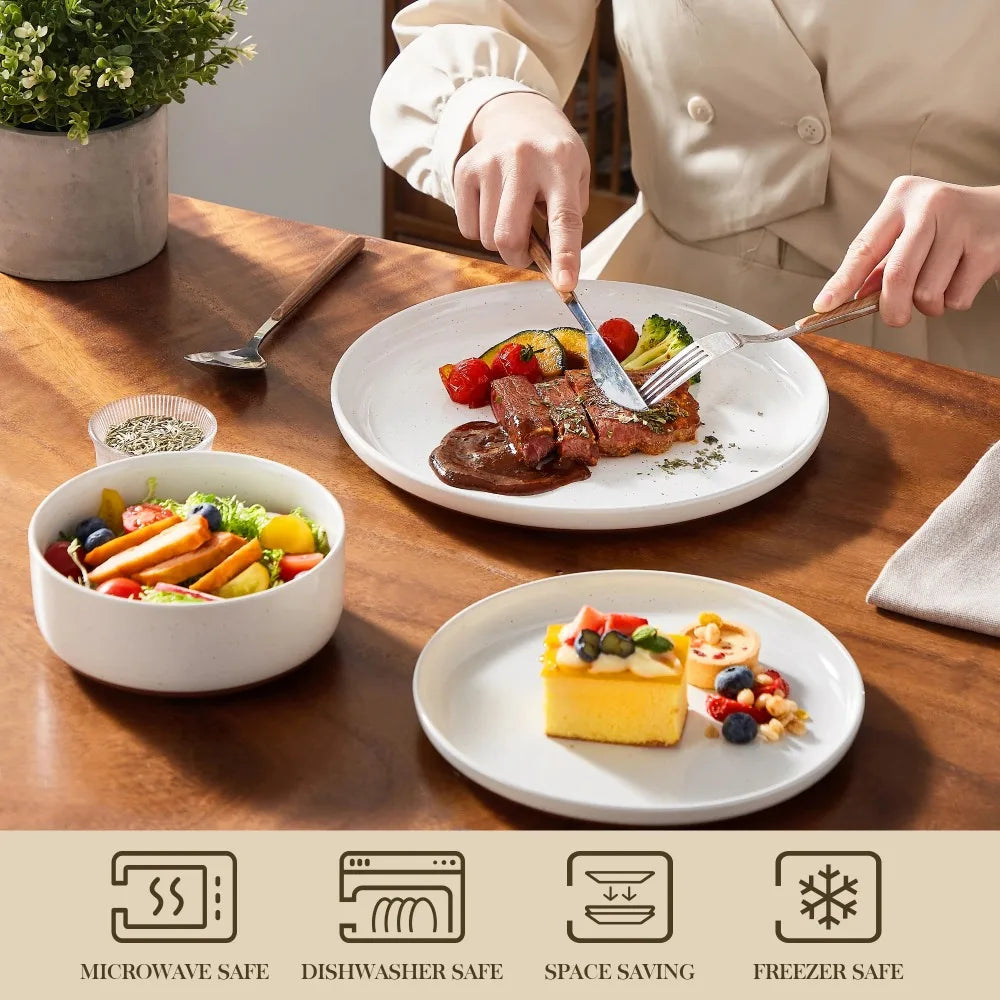 MALACASA Tara 18 Piece Stoneware Dinner Set With Layered Glaze