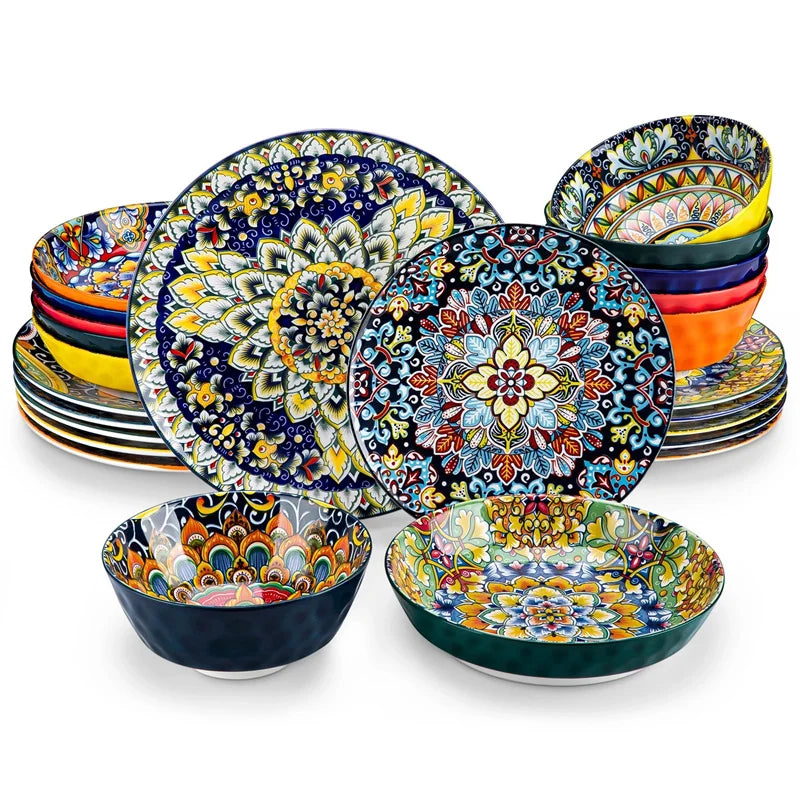 Retro Ceramic Dinnerware Set With Plates And Bowls Collection
