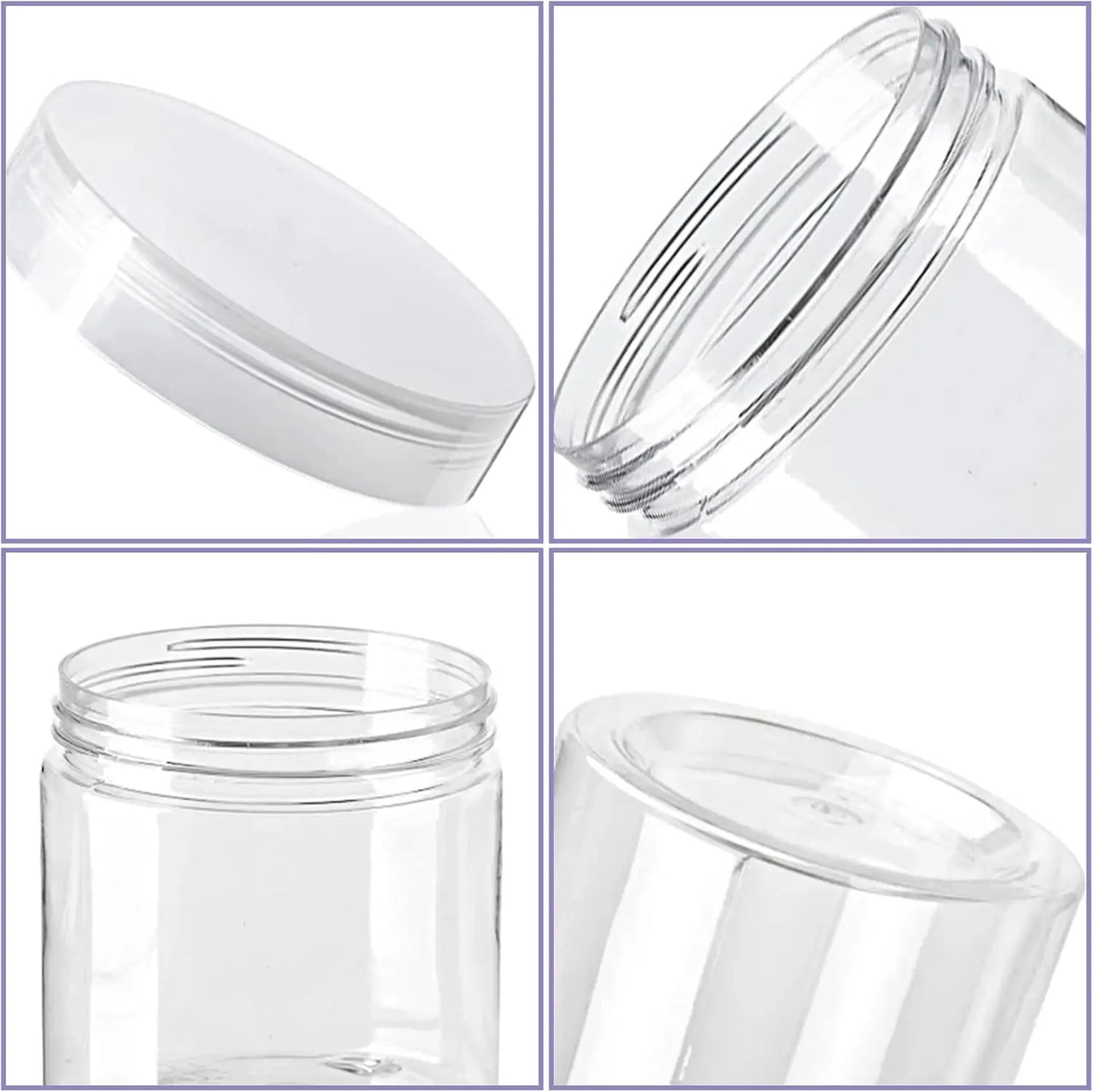 20 Pack Clear Plastic Jars With Lids Wide Mouth Storage Containers