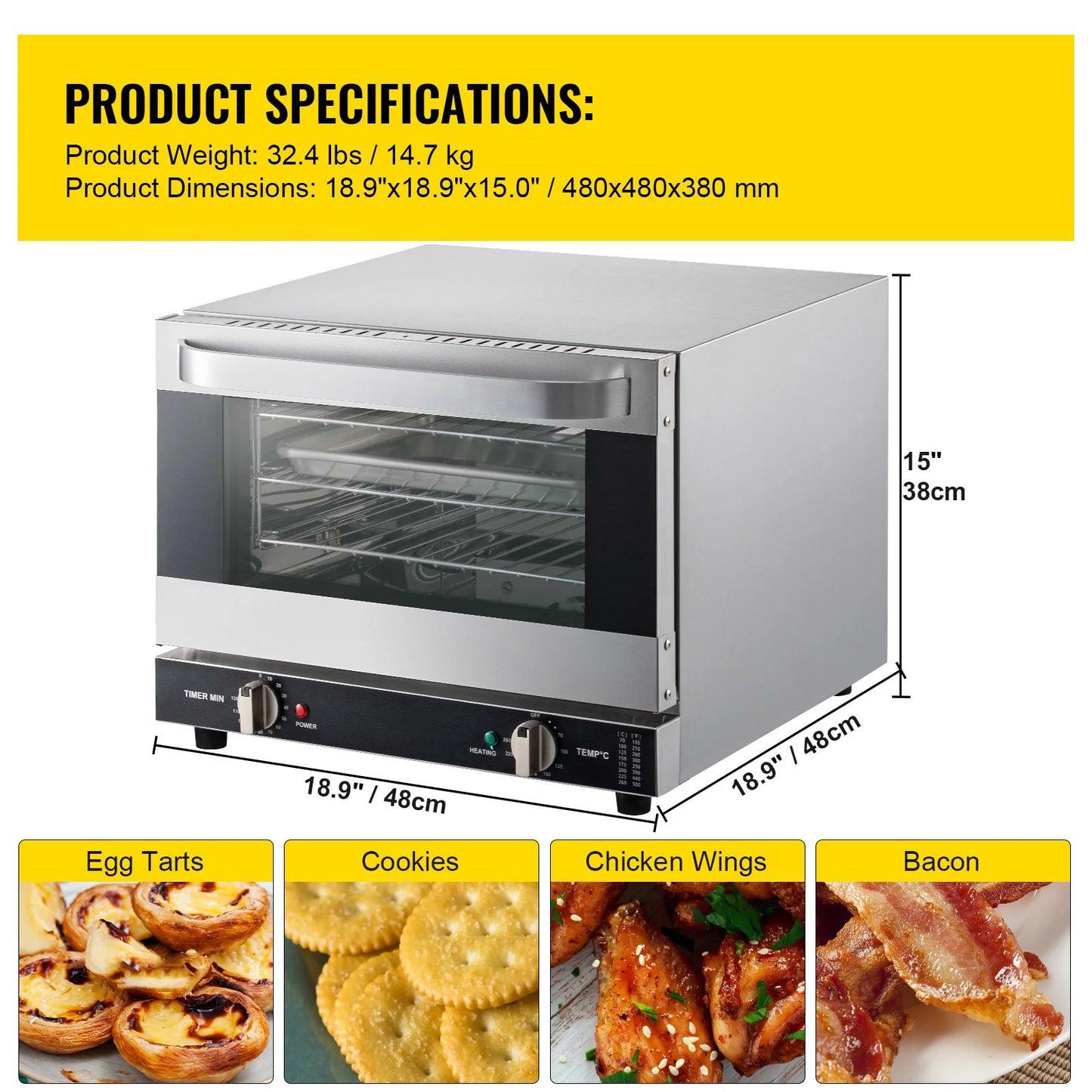 SucceBuy Commercial Convection Countertop Oven For Pizzas And Breads
