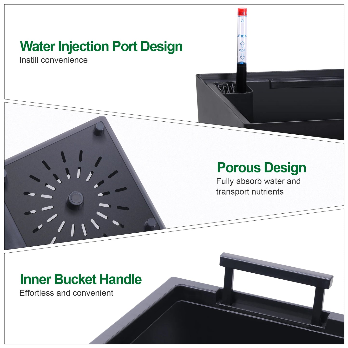 Two Piece Indoor Outdoor Planter Pots With Drainage Auto Watering
