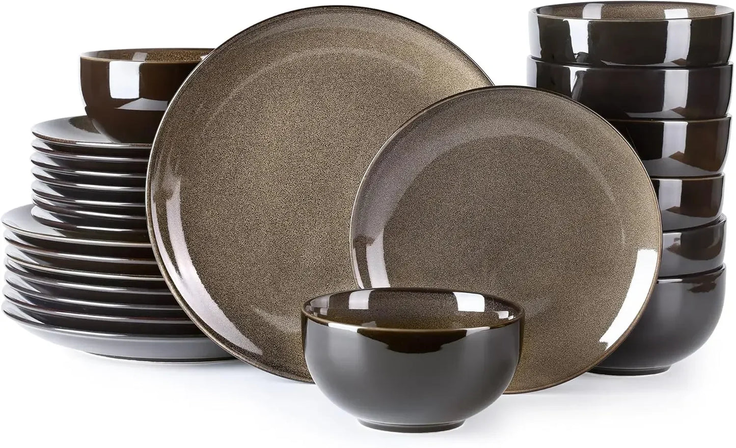 Ceramic Dinnerware Set For Eight With Stoneware Plates And Bowls