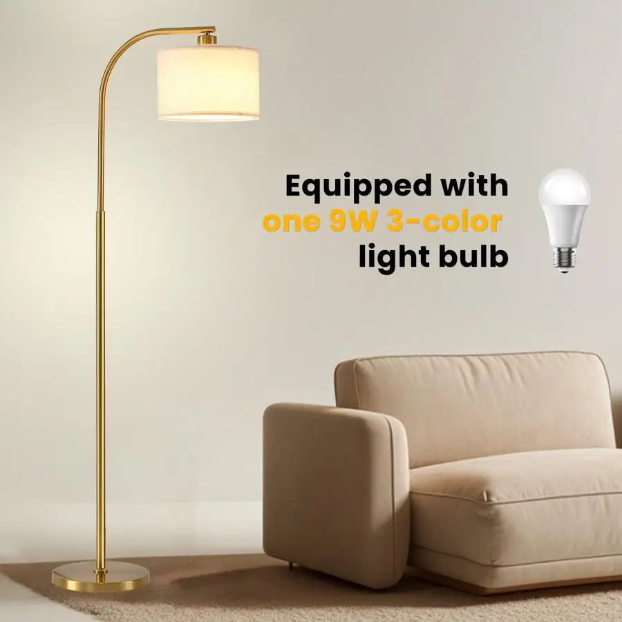 Modern Floor Lamp With Fabric Shade And 9W LED Bulb