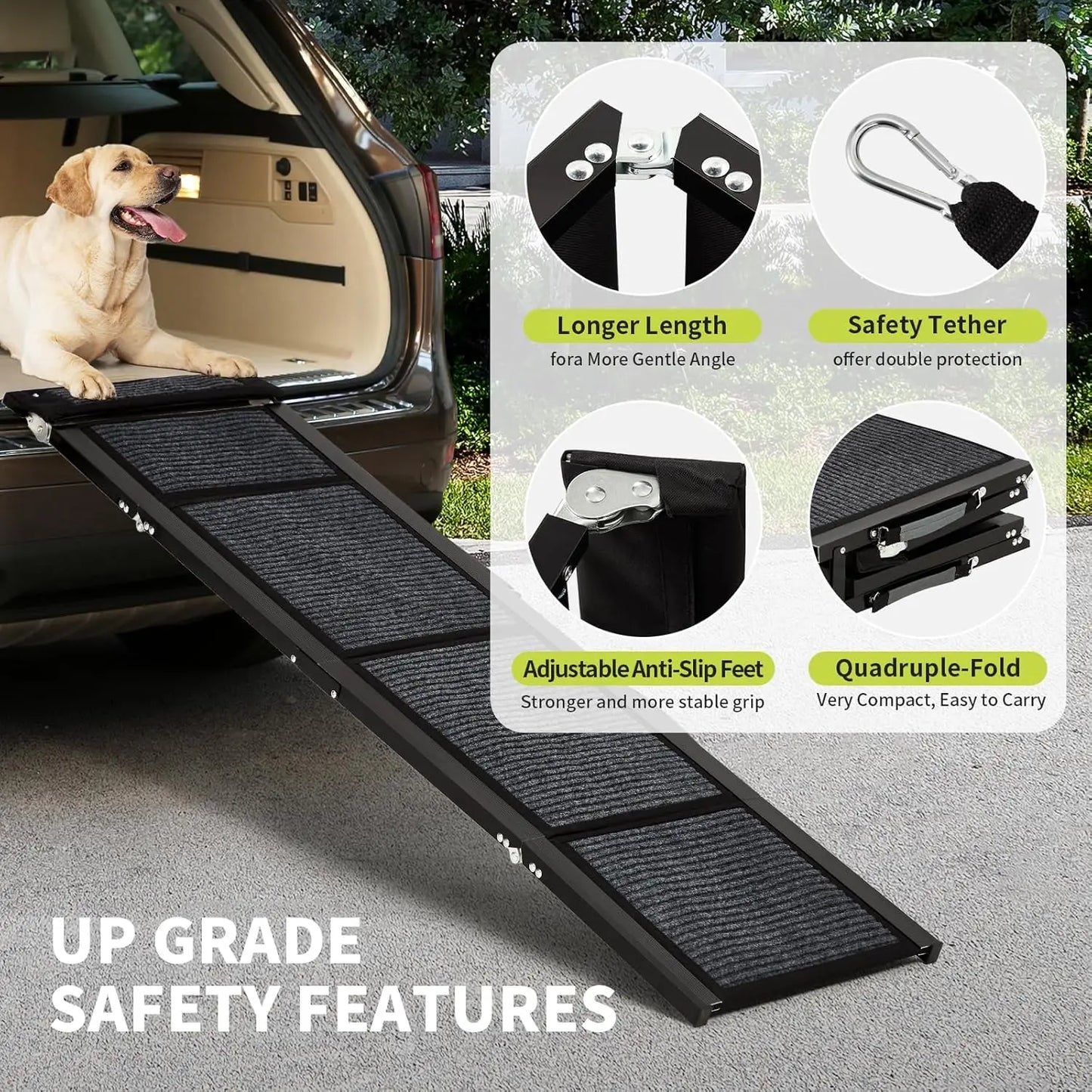 HiMISSDog Car Ramp For Large Dogs With Non Slip Surface