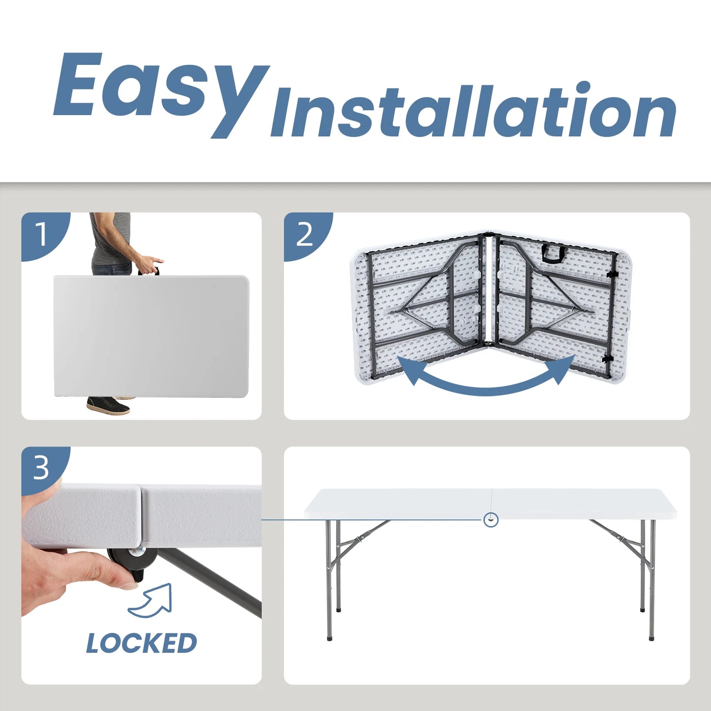 JHK Heavy Duty Portable Folding Table for Outdoor Indoor Use