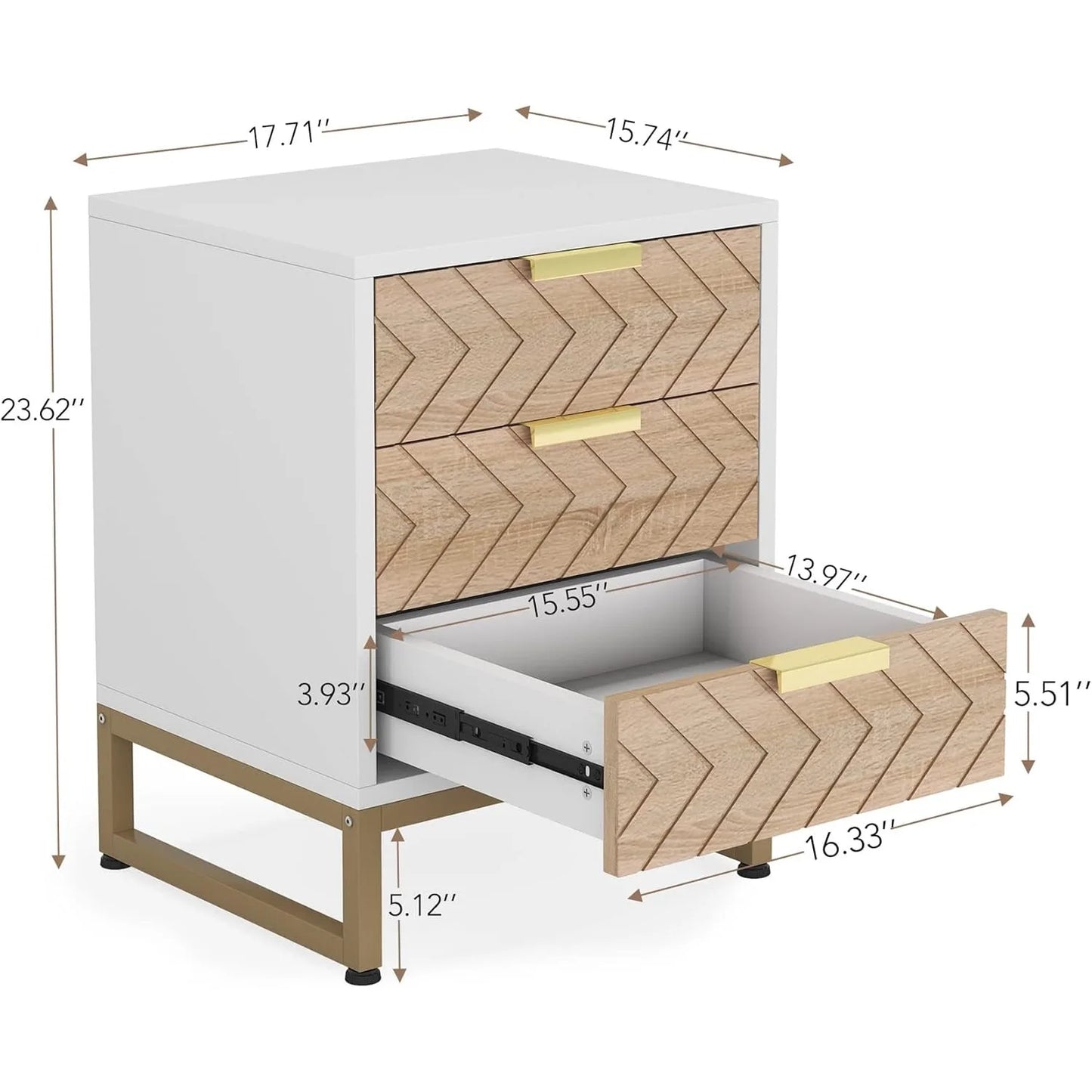 Little Tree 3-Drawer Nightstand With Chevron Design