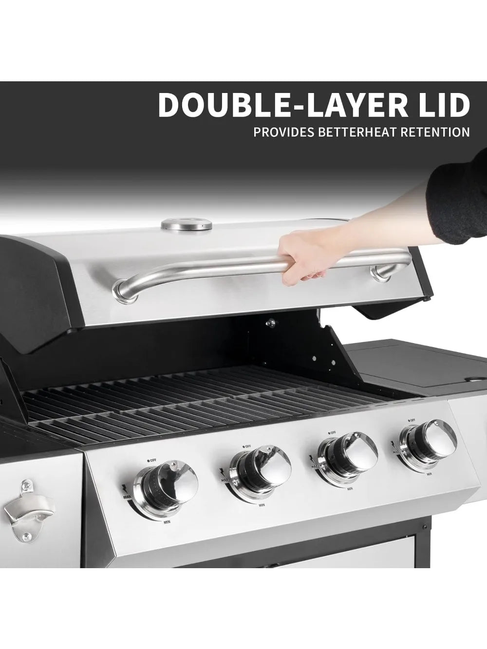 4-Burner Propane Gas BBQ Grill 53K BTU With Side Burner