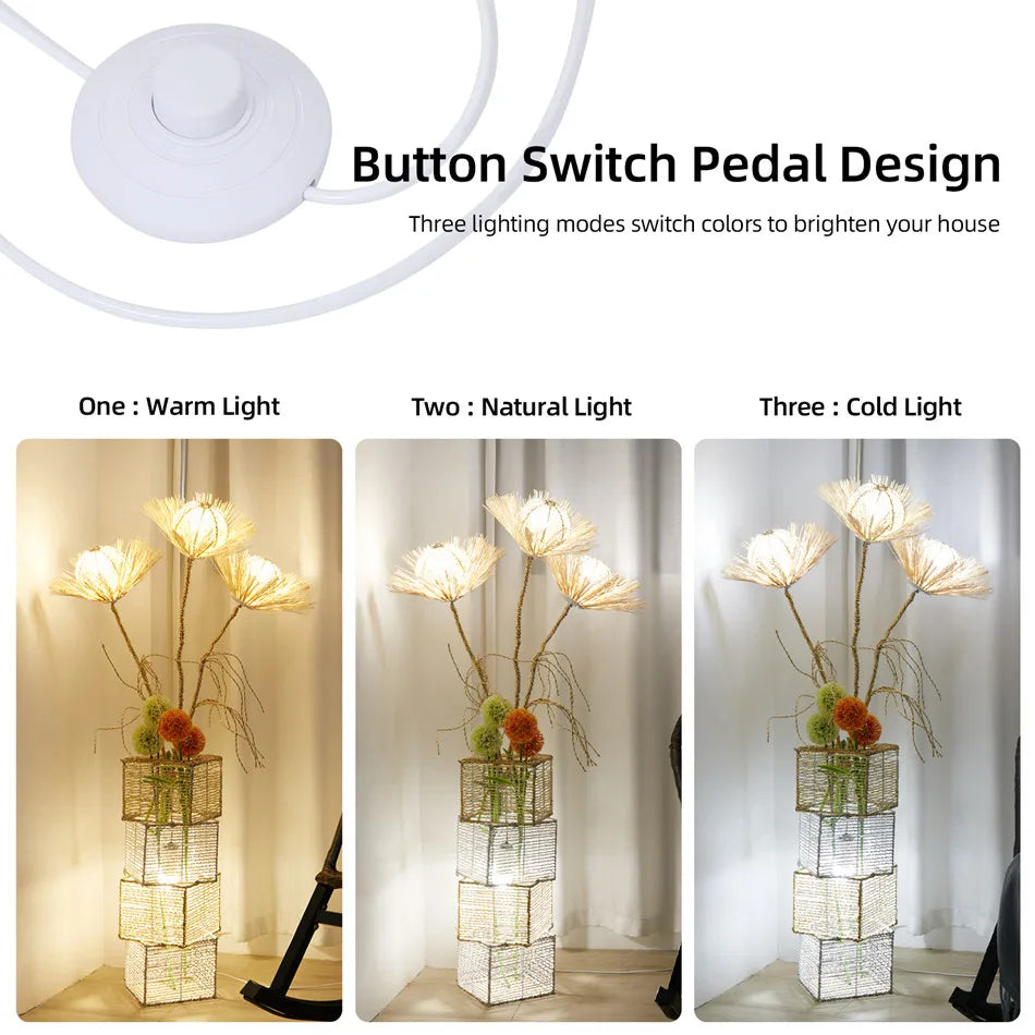 Modern Decorative Rattan Floor Lamp With LED Tree Lantern