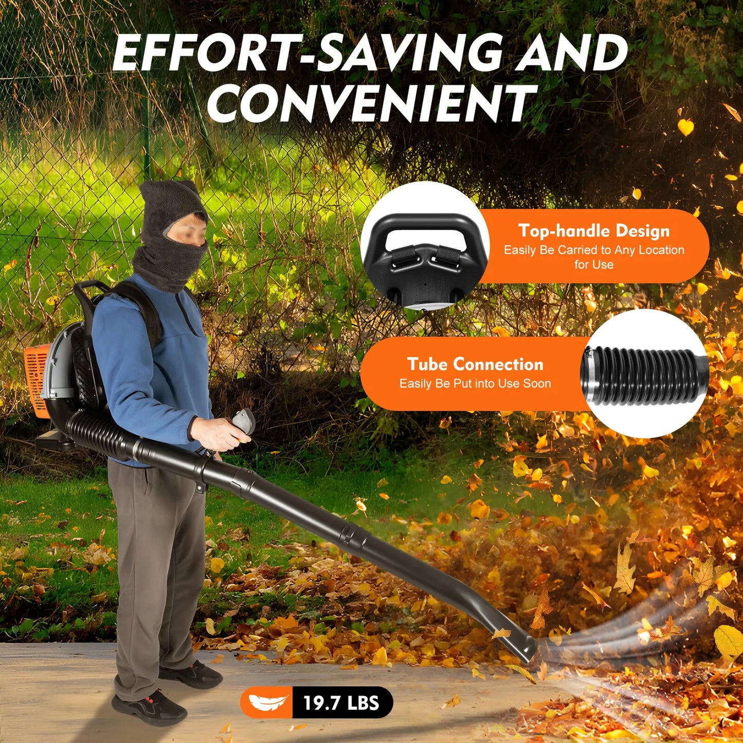 Bymaocar Gas Leaf Blower Backpack With Adjustable Speed