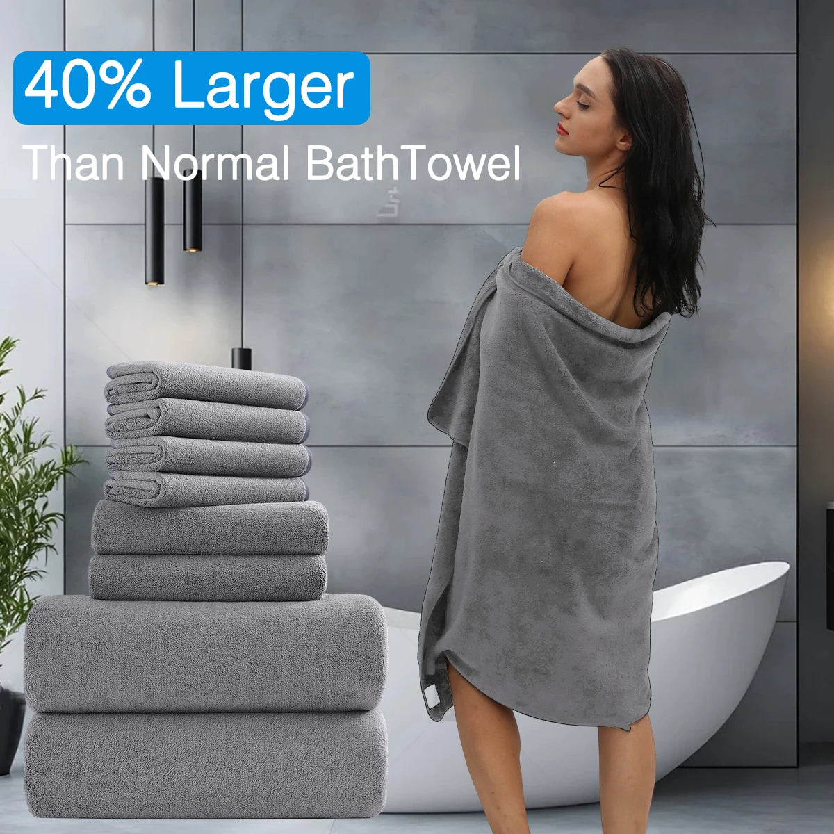 Belista Oversized Bath Towels Set Eight Piece Includes Towels Washcloths
