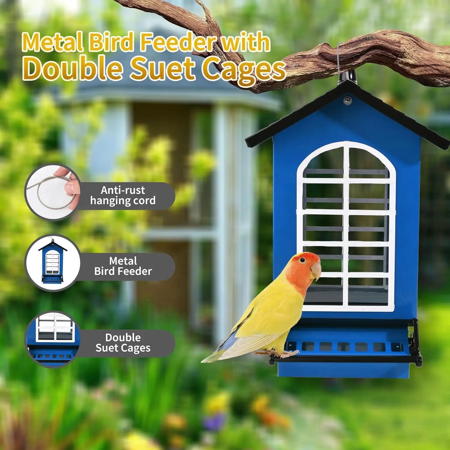 Squirrel-Proof Metal Hanging Bird Feeder with Weight-Activated Perches