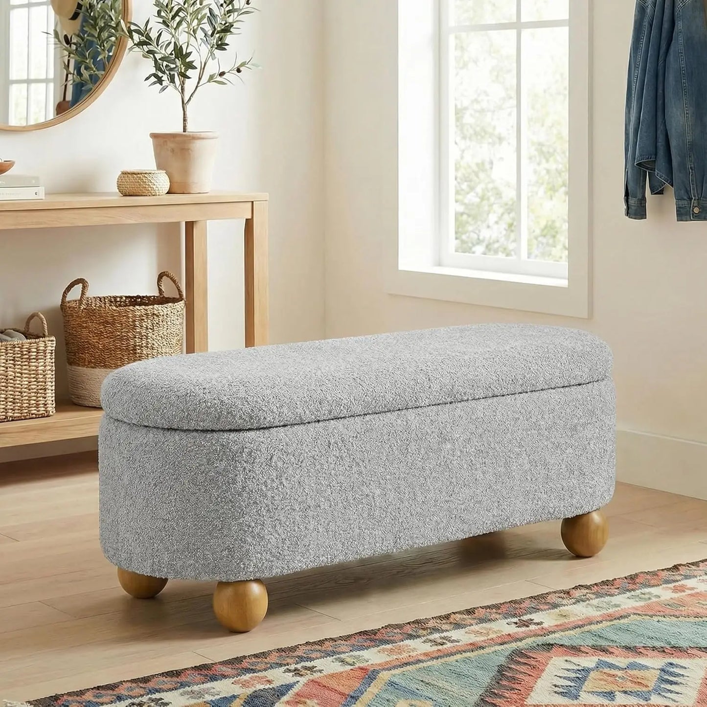 Storage Ottoman Bench for Living Room and Entryway
