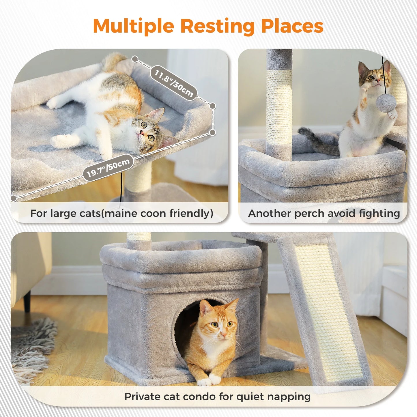 PAWZ Road Cat Tree Tower With Sisal Scratching Post