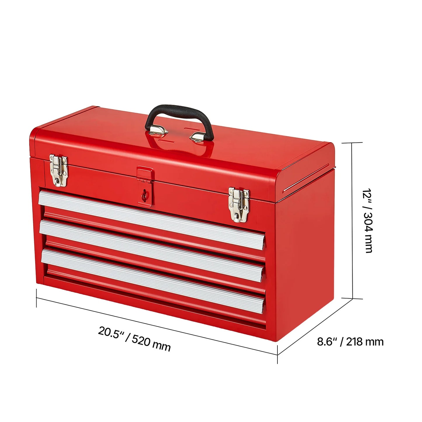 SucceBuy 3 Drawer Metal Tool Chest With EVA Liners