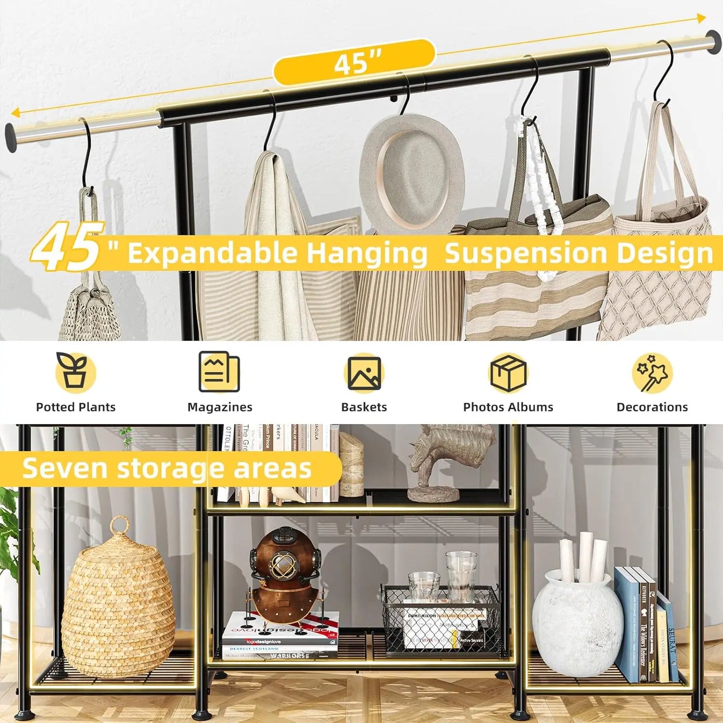 3-Tier Metal Plant Stand Indoor Outdoor Hanging Shelf For Pots