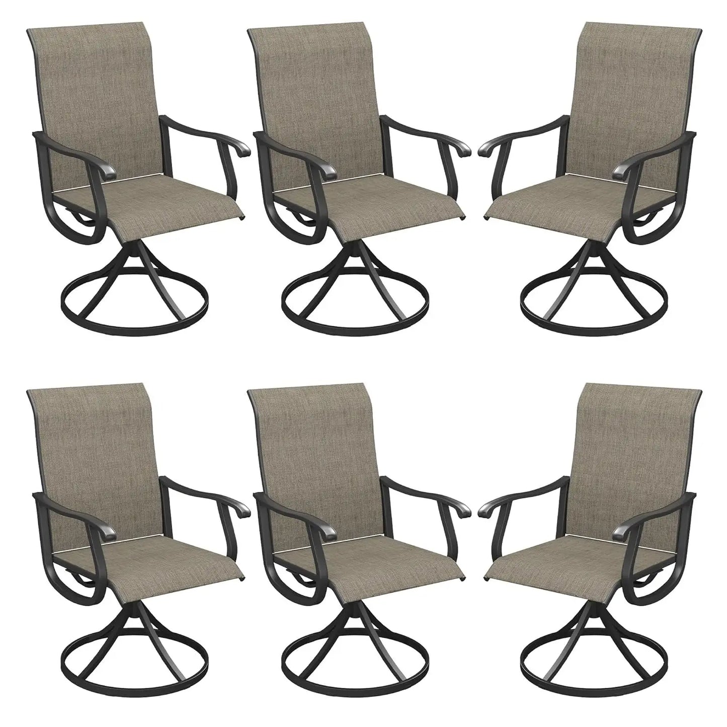 Patio Swivel Dining Chairs All-Weather Outdoor Textilene Fabric