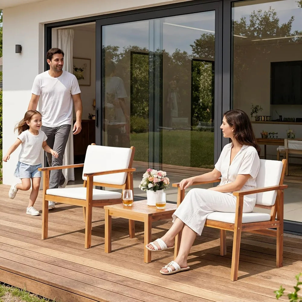 Acacia Wood Outdoor Patio Furniture Set With Coffee Table Cushions