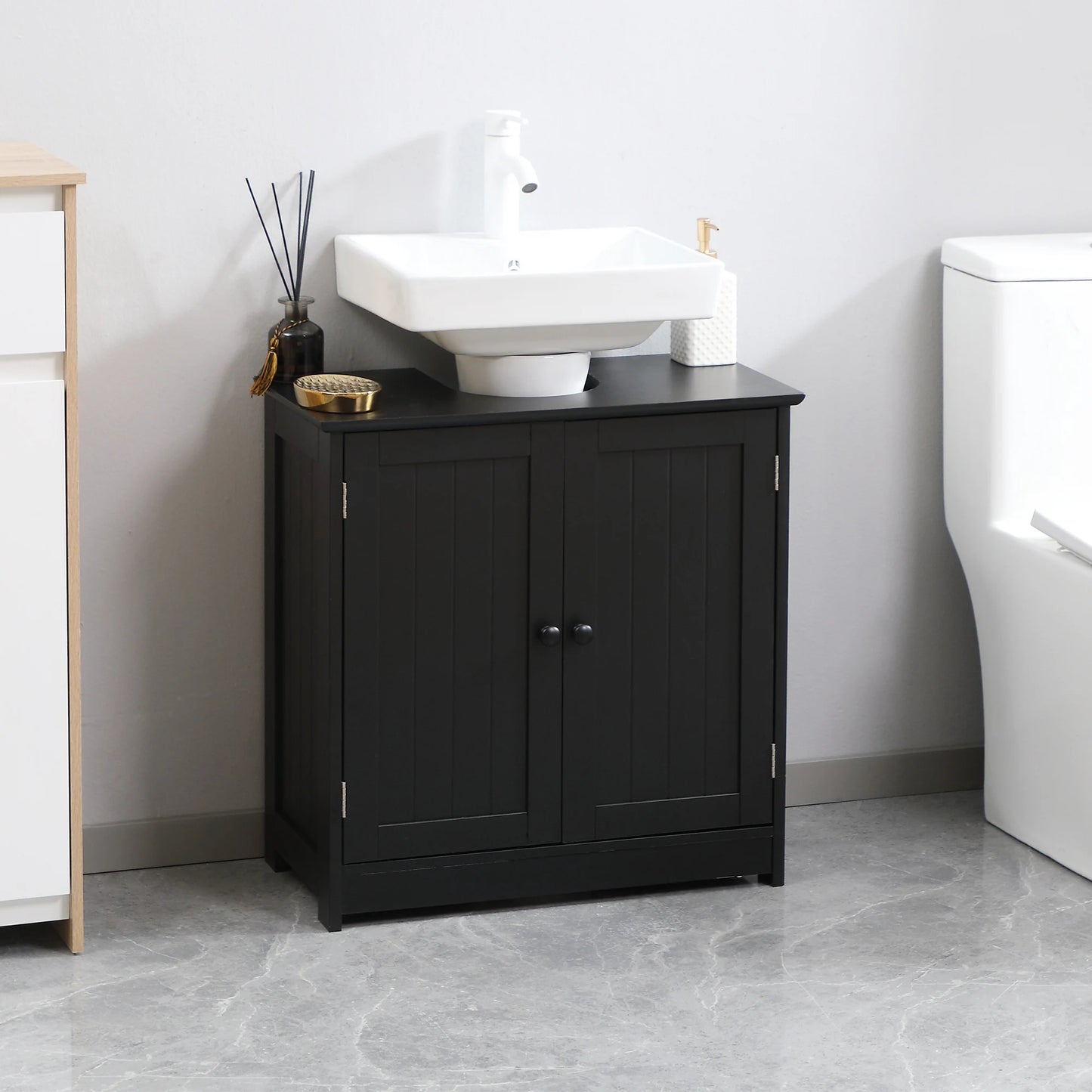 HOMCOM Under Sink Vanity Cabinet With 2 Doors And Shelf