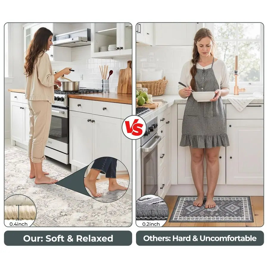 Boho Kitchen Rug Set of 3 Non Slip MachineWashable Mats