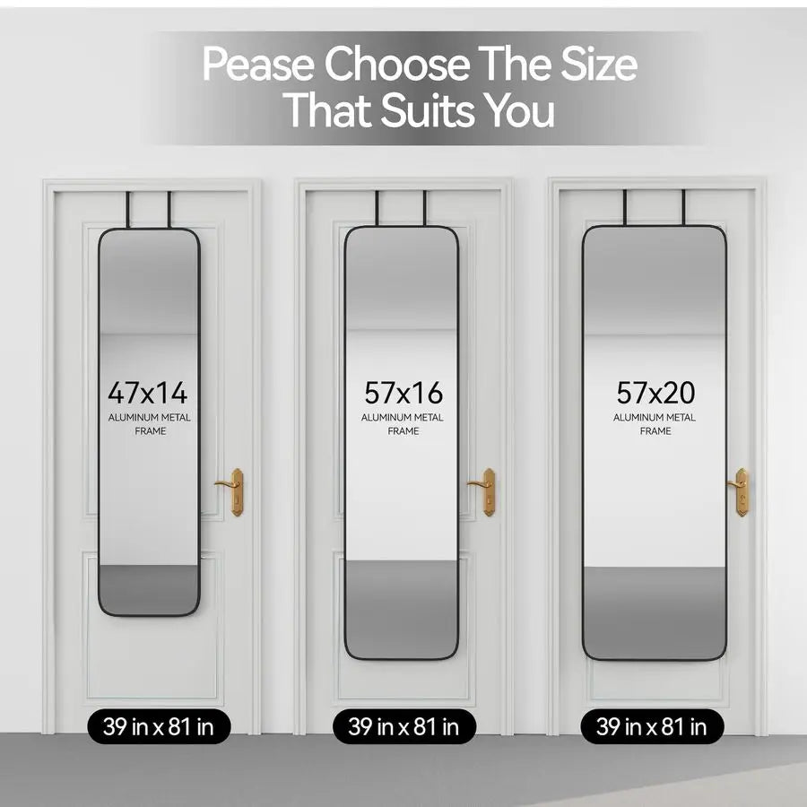 Mirror Rectangle Full Body Door Hanging Wall Mounted Aluminum Frame