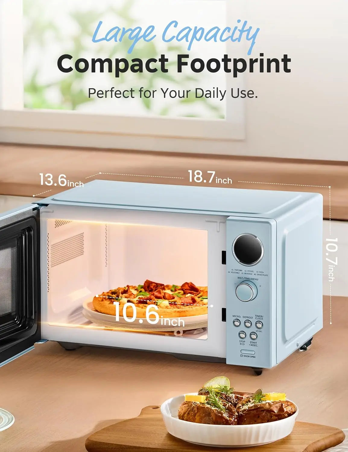 XMSJ Retro Microwave Oven With 6 Auto Menus Countertop