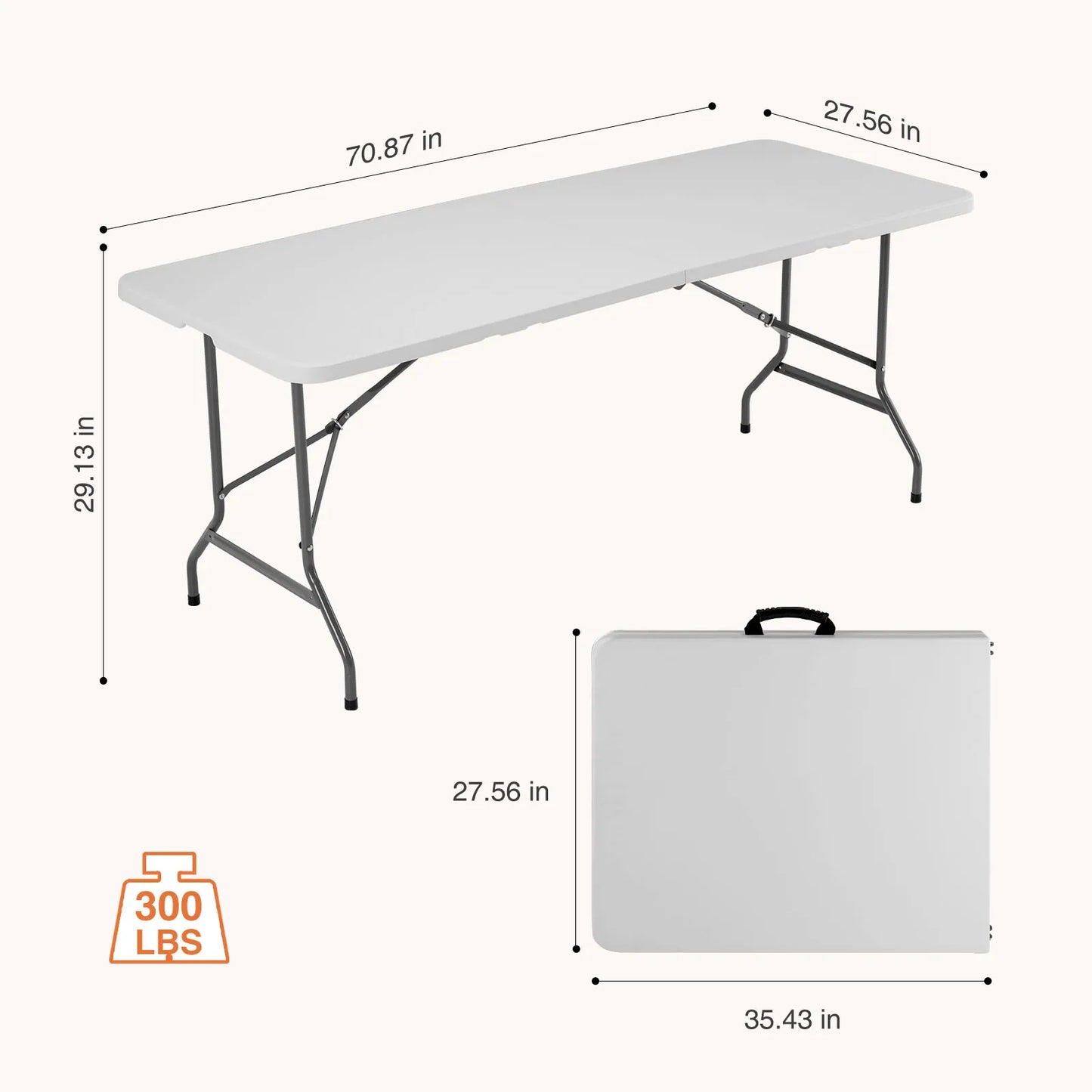 JHK Heavy Duty Portable Folding Table for Outdoor Indoor Use