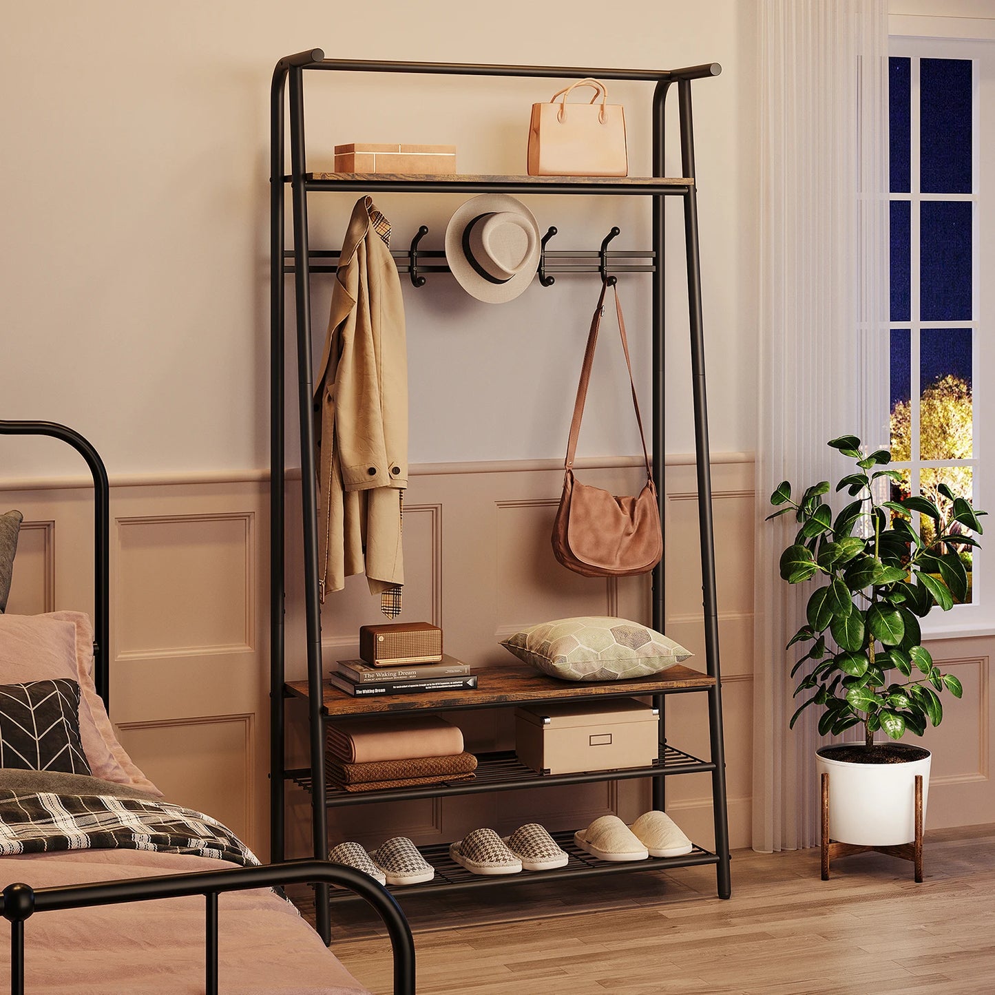 TWISTER.CK 4-In-1 Coat Rack Shoe Bench Hall Tree With Storage