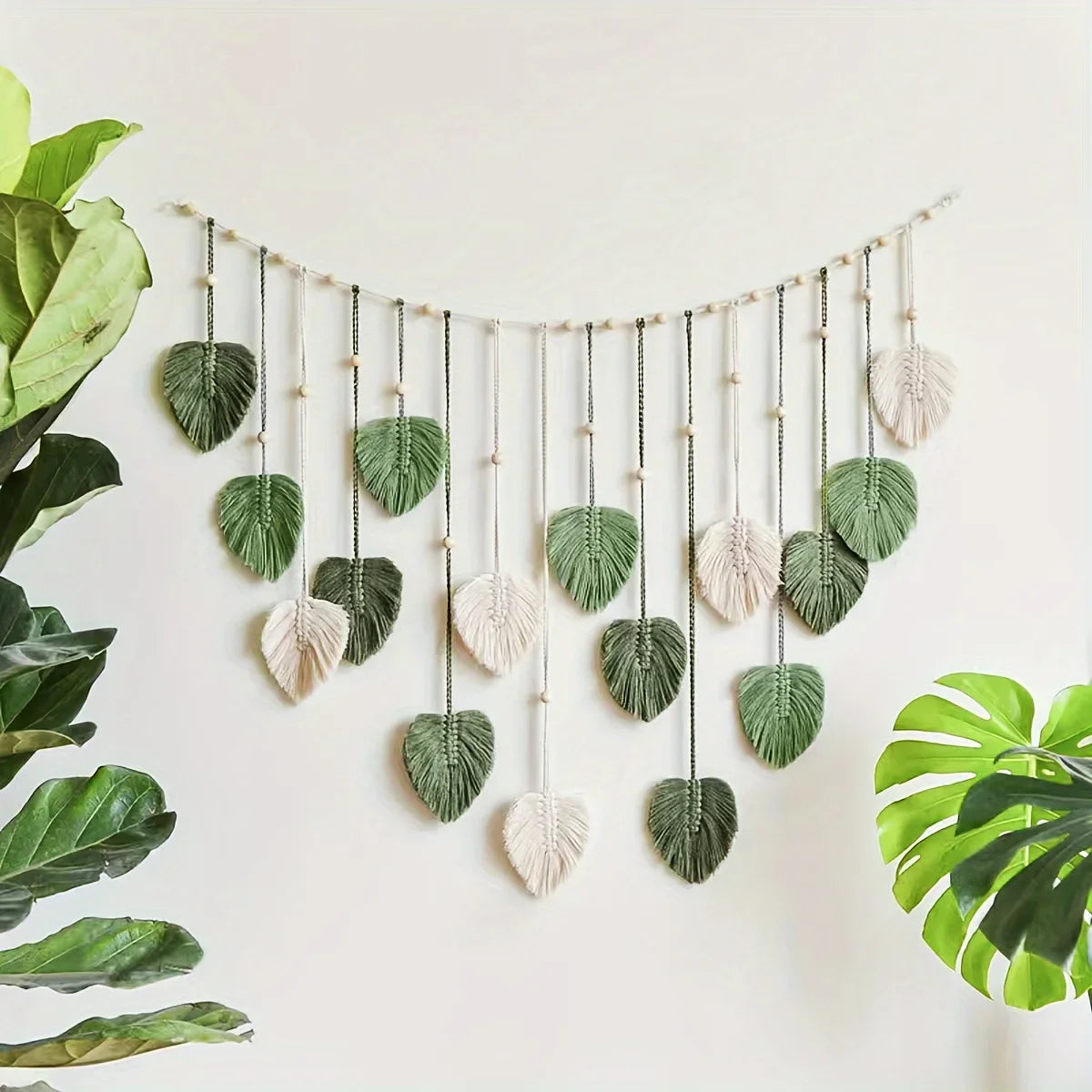 Modern Woven Wall Decor Leaves Bohemian Hanging Art Feathers Gift