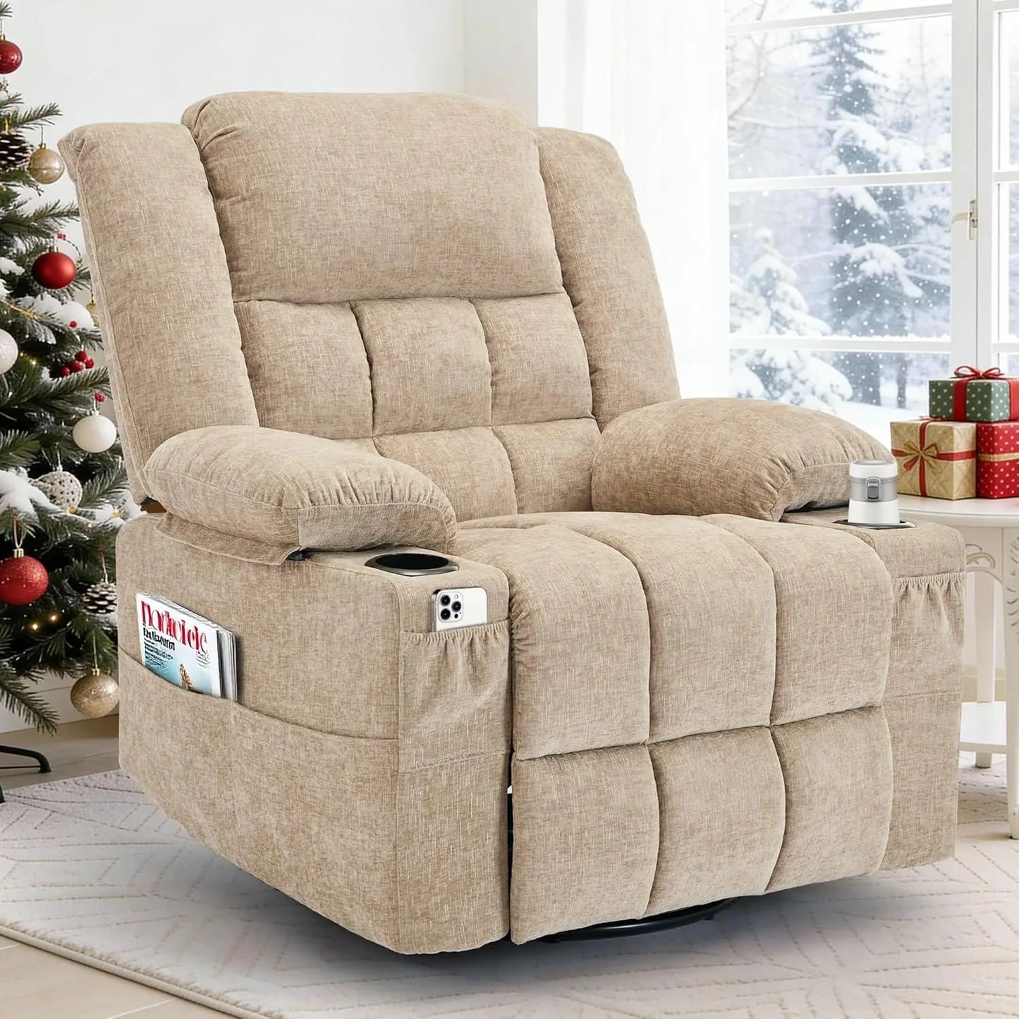 360 Degree Swivel Rocker Recliner For Adults With Massage