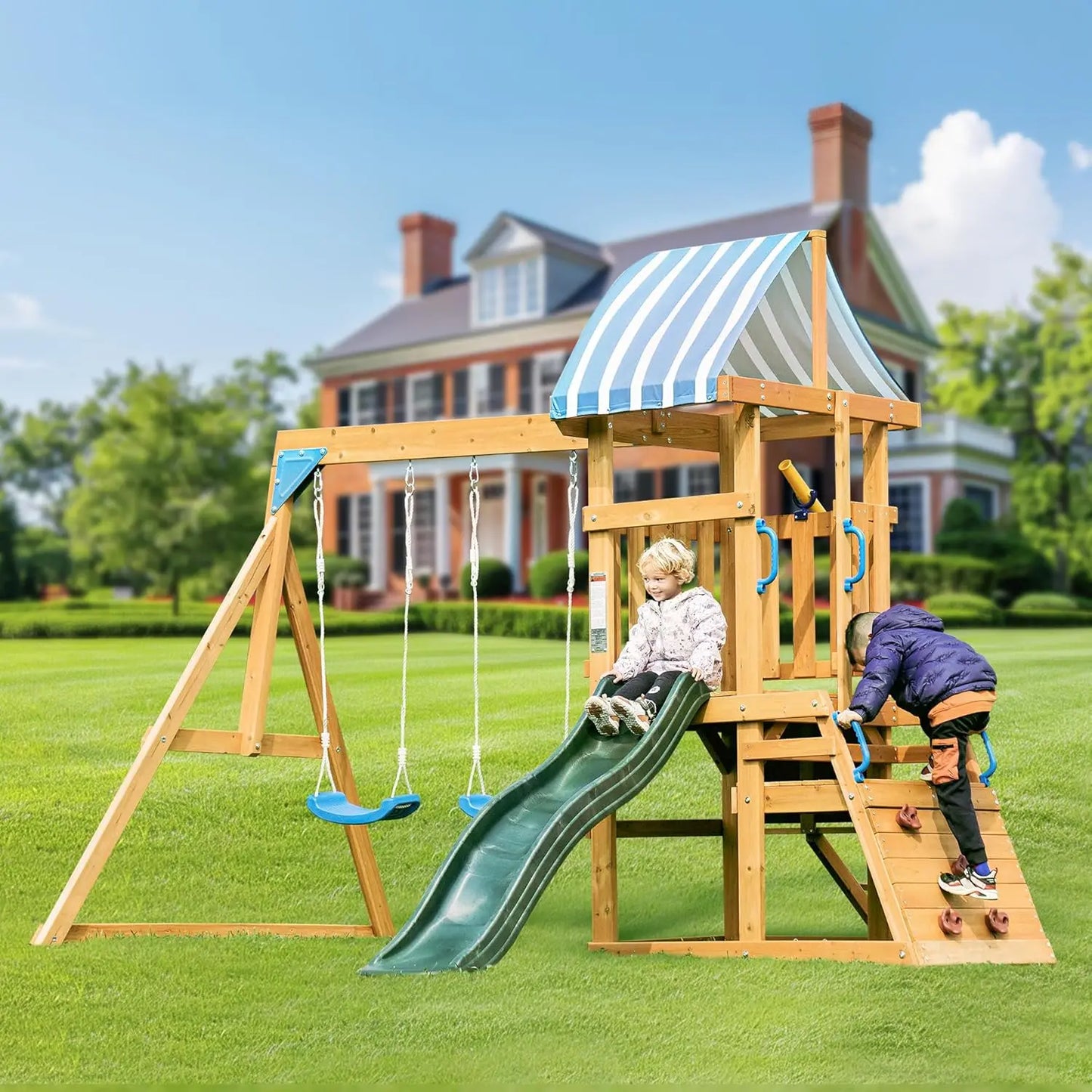 Rolife Robotime Robud Wooden Swing Set With Dual Swings Fort